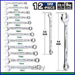 SK Combination Wrench Set, Metric 8 to 19mm, 12-Piece, SuperKrome Finish, Prem