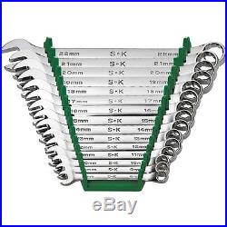 SK Hand Tools 86265 15 Piece SuperKrome Metric Combination Wrench Set