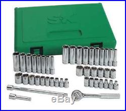 SK PROFESSIONAL TOOLS 91844 1/4 Drive Socket Wrench Set, SAE/Metric, 44 pcs