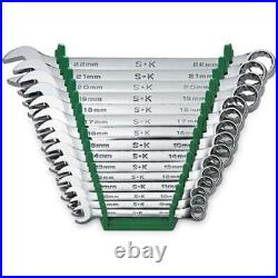 SK Tools 86265 12 Point Metric Regular Combination Chrome Wrench Set, 15 Pieces