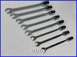 SK Tools USA NOS 8pc Metric 10mm-19mm Flex Head Combination Wrench Set, 12 Point