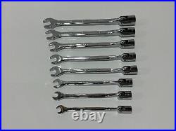 SK Tools USA NOS 8pc Metric 10mm-19mm Flex Head Combination Wrench Set, 12 Point