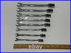 SK Tools USA NOS 8pc Metric 10mm-19mm Flex Head Combination Wrench Set, 12 Point