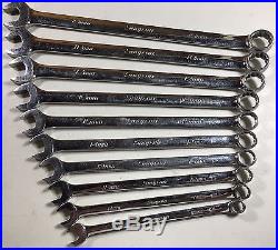 Snap On 10 Piece Long Metric Combination 12 Point Wrench Set 10mm Thru 19mm