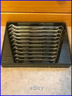 SNAP ON METRIC 12 PT COMBO WRENCH SET #OEXM710B 10mm-19mm 10 PC with Tray