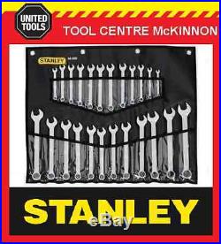 STANLEY 24pce RING & OPEN END COMBINATION METRIC & A/F SPANNER SET IN ROLL930069