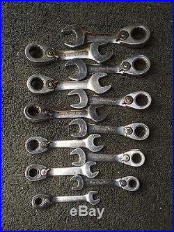 Set Of Blue Point Metric Stubby Ratchet Spanners As Sold By Snap On