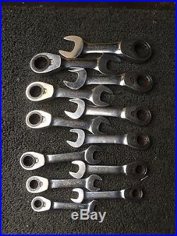 Set Of Blue Point Metric Stubby Ratchet Spanners As Sold By Snap On