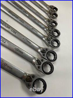 Set of 8 Metric Reversible Ratcheting Combo Wrenches 10-19 mm M# SOXRRM Series