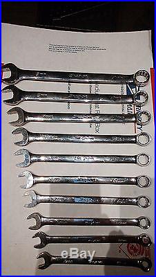 Snap On 10-19MM 12point Combination Wrench Set with Tray