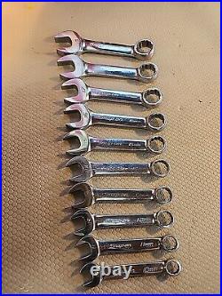 Snap-On 10 Pc. Metric Midget Stubby Combination Wrench Set 10-19mm USA CLEAN