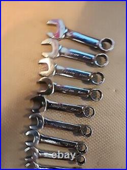 Snap-On 10 Pc. Metric Midget Stubby Combination Wrench Set 10-19mm USA CLEAN