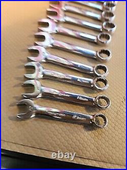 Snap-On 10 Pc. Metric Midget Stubby Combination Wrench Set 10-19mm USA CLEAN