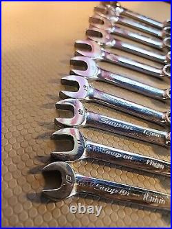 Snap-On 10 Pc. Metric Midget Stubby Combination Wrench Set 10-19mm USA CLEAN