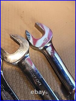 Snap-On 10 Pc. Metric Midget Stubby Combination Wrench Set 10-19mm USA CLEAN