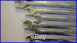 Snap On 10 Piece Metric 12 Point Combination Wrench Set, 10 to 19 mm, Very Good
