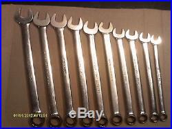 Snap On 10 Piece Metric Combination Wrench Set 10mm thru 19mm