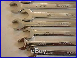 Snap On 10 Piece Metric Flank Drive Plus Reversible Ratcheting Wrenches, 10-19 m
