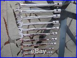 Snap-On 10pc FHOM Metric Combination Flex Head/Open End Wrench Set 10-19mm