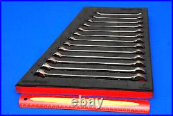 Snap-On 13 Pc Red Foam Flank Drive Plus Metric Combination Wrench Set 7mm-19mm