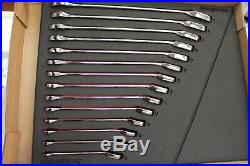Snap On 14pc Metric Flank Drive Plus Reversible Ratcheting Wrench Set 619mm