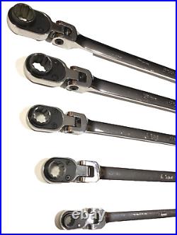 Snap On 5 Piece 12Pt Metric Double Flex Reversible Ratchet Wrench Set XFRRM705