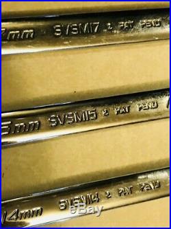 Snap-On 7 Pc Metric FLANK DRIVE PLUS 4-Way Angle Head OpenEnd Wrench Set SVSM807