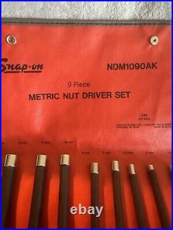 Snap-On 9 Piece Metric Nut Driver Set 4mm To 13mm NDM1090AK