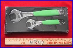 Snap On FADH702 Adjustable Wrench Set 2pc Green Flank Drive Cushion Grips New