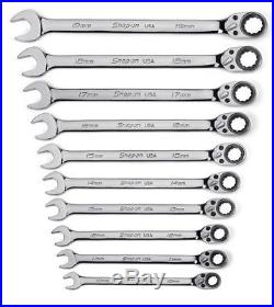 Snap On NEW 10 pc Metric Reversible Ratcheting Combination Wrench Set (1019mm)