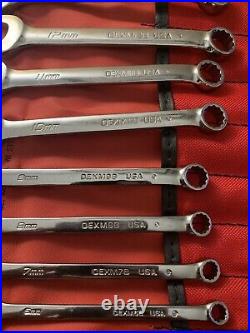Snap-On OEXSM714K 14 Pc Flank Drive Short Combo Metric Wrench Set 6mm-19mm