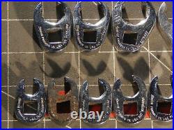 Snap On Tools 10Pc Metric 3/8 Dr Flare Nut Crowfoot Wrench Set 9MM 18MM 6Pt
