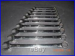 Snap On Tools 10 Piece SAE Combination Wrench Set 5/16 7/8 OEX710