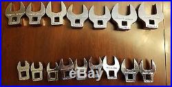 Snap-On Tools 3/8 Metric Open Crowfoot 16 Piece Wrench Set