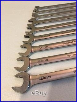 Snap On Tools 9 Pc Flank Drive Metric Ratcheting Combo Wrench Set, Missing 1