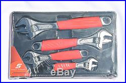 Snap On Tools Adjustable Wrench Set, 4pc. Flank Drive With Cushion Grips New