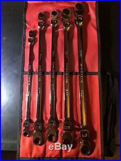 Snap On Tools Extra Long Flex Head Ratcheting Wrench Set XFRM705 Brand New