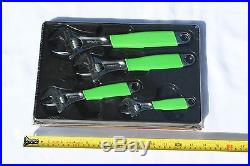 Snap On Tools Green Adjustable Wrench Set, 4pc. Flank Drive With Cushion Grips