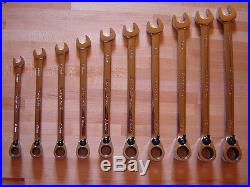 Snap-on 10 pc Metric Reverse Ratcheting Combination Wrench / Spanner Set