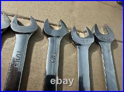 Snap-on 12 Piece Sae 12 Point Combination Wrench Set 1/4 7/8 Read