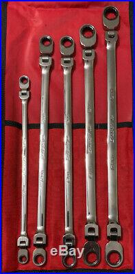 Snap on 5 pc 12-Point Metric Flank Drive Double Flex Ratcheting Box Wrench Set