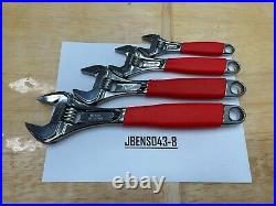Snap-on Tools NEW 4pc Soft Grip Flank Drive Plus Adjustable Wrench Set FADH704B