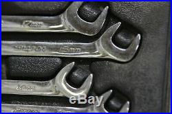 Snap-on tools 7 piece Metric 4-Way Angle Open end wrench set VSM807B USA