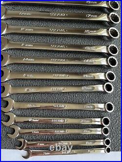 Snap on tools wrench set combination metric flank drive plus NEW 7-19, 21, 22mm