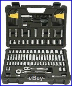 Stanley 123-Piece Socket Ratchet Tools Set Metric 1/4 3/8 Drive SAE Repair NEW