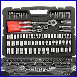 Stanley Mechanics Tool Box Set Kit 145 Piece Wrench Drive Sockets Car Auto Home