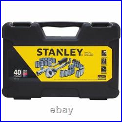 Stanley Mechanics Tool Set 40 Piece Wrenches New Case Kit Sockets Ratchet Tools