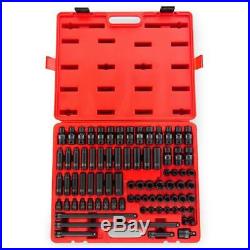 Sunex 80-Piece Impact Socket Set 3/8 In Drive Master SAE Metric with Case