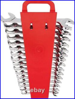 TEKTON Angle Head Open End Wrench Set, 16-Piece (10-27 mm) Holder Made in USA