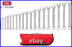 TEKTON WCB94202 Metric Combination Wrench Set with Pouch, 19-Piece (6 24 mm)